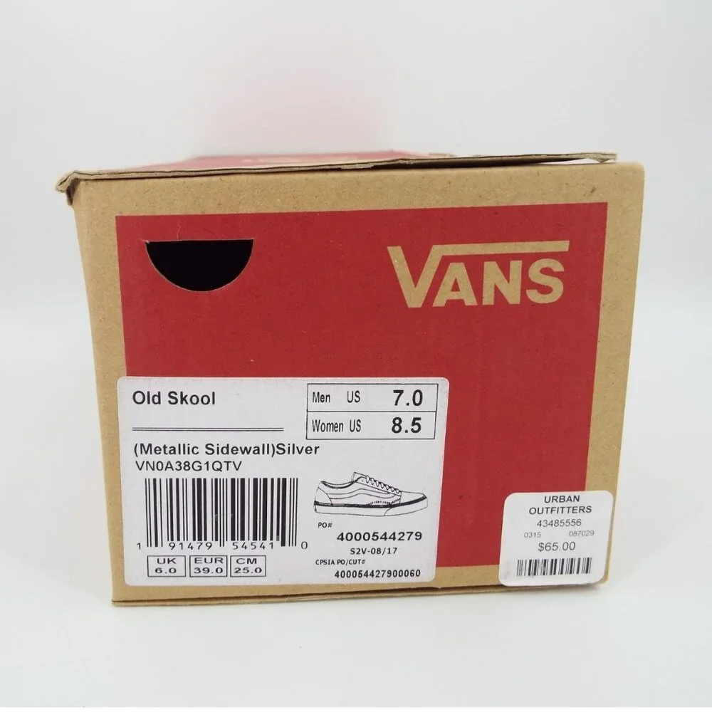 Vans Old Skool Metallic Silver Sneakers Fabric Laces Size 8.5 - Picture 11 of 11